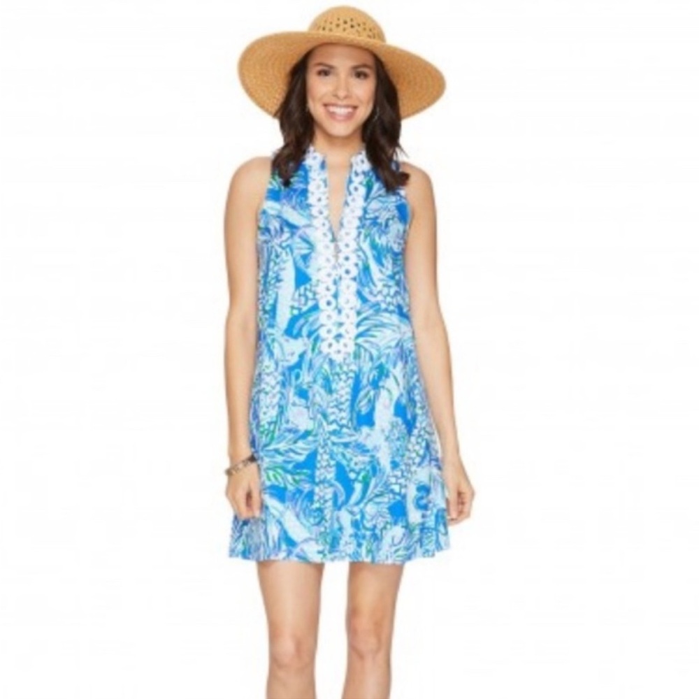 Lilly Pulitzer Blue Floral Print Mini Dress